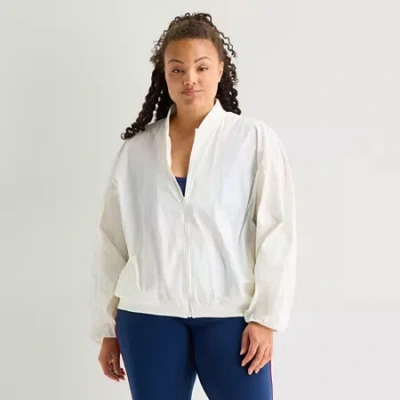 Xersion Womens Plus Midweight Trucker Jacket In White