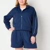 Xersion Womens Plus Woven Lightweight Track Jacket In Blue