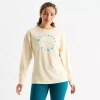 Xersion Womens Round Neck Long Sleeve Graphic Active T-shirt In Sand