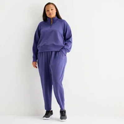 Xersion Womens Scuba Luxe Half Zip Pullover Plus In Blue