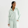 Xersion Womens Scuba Luxe Hooded Half Zip Pullover In White