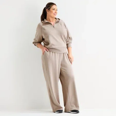 Xersion Womens Scuba Luxe Open Hem Pant Plus In Gray