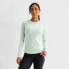Xersion Womens Seamless Crew Neck Long Sleeve Active T-shirt In Green