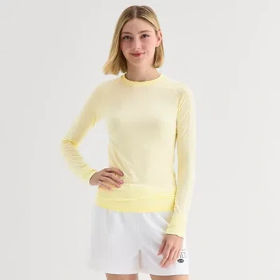 Xersion Womens Seamless Crew Neck Long Sleeve Active T-shirt In Yellow