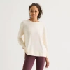 Xersion Womens Soft French Terry Crew Neck Long Sleeve Sweatshirt In Sand