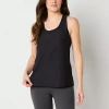 Xersion Womens U Neck Sleeveless Performance Tank Top In Black