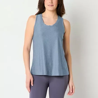 Xersion Womens U Neck Sleeveless Performance Tank Top In Blue
