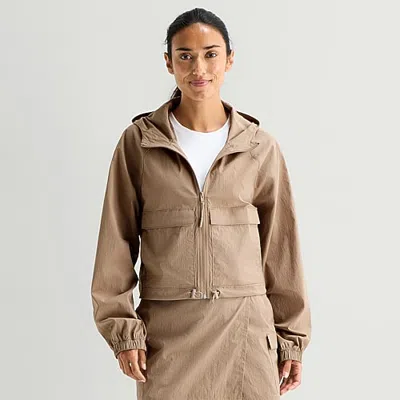 Xersion Womens Utility Jacket In Brown