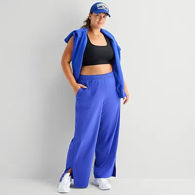 Xersion Womens Wide Leg Mid Rise Regular Fit Plus Track Pant In Blue