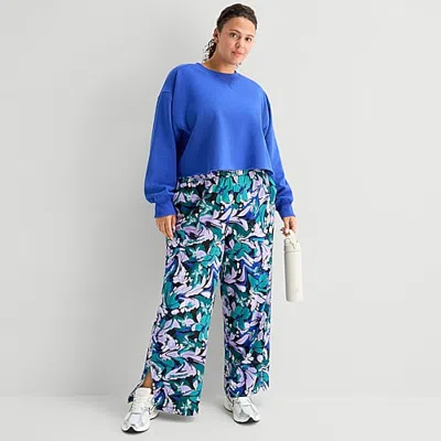 Xersion Womens Wide Leg Mid Rise Regular Fit Plus Track Pant In Purple