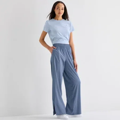 Xersion Womens Wide Leg Mid Rise Regular Fit Pull-on Pant In Blue