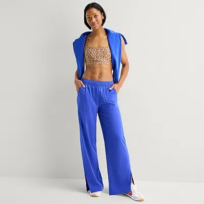 Xersion Womens Wide Leg Mid Rise Regular Fit Track Pant In Blue