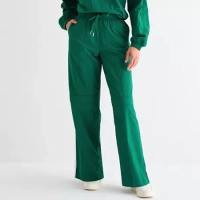 Xersion Womens Wide Leg Mid Rise Relaxed Fit Track Pant In Green