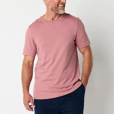 Xersion Xtreme Cotton Mens Crew Neck Short Sleeve Quick Dry Active T-shirt In Pink