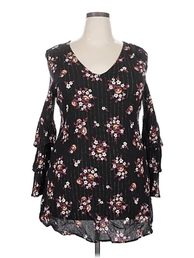 Pre-owned Xhilaration 3/4 Sleeve Blouse In Black