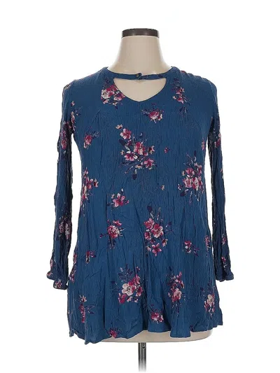 Pre-owned Xhilaration 3/4 Sleeve Blouse In Blue