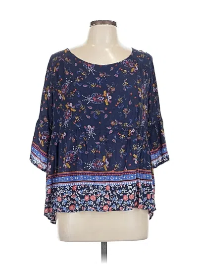 Pre-owned Xhilaration 3/4 Sleeve Blouse In Blue