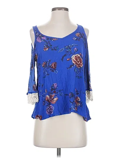 Pre-owned Xhilaration 3/4 Sleeve Blouse In Blue
