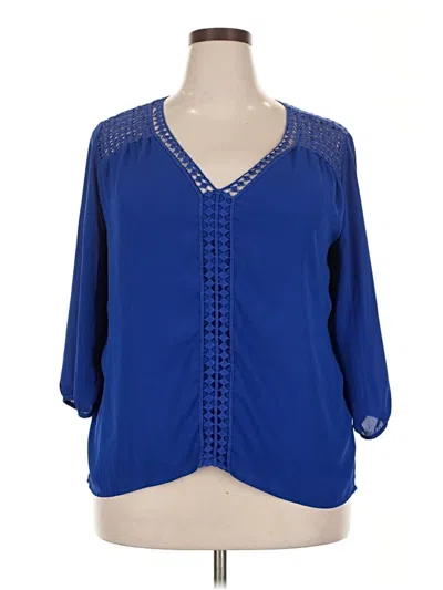 Pre-owned Xhilaration 3/4 Sleeve Blouse In Blue
