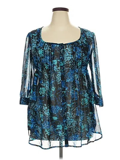 Pre-owned Xhilaration 3/4 Sleeve Blouse In Blue