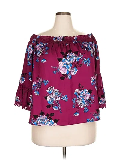 Pre-owned Xhilaration 3/4 Sleeve Blouse In Burgundy