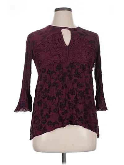 Pre-owned Xhilaration 3/4 Sleeve Blouse In Burgundy