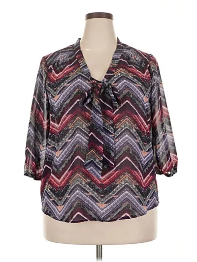 Pre-owned Xhilaration 3/4 Sleeve Blouse In Purple