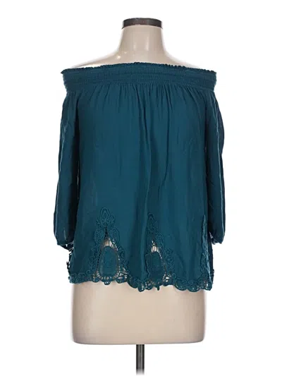 Pre-owned Xhilaration 3/4 Sleeve Blouse In Teal