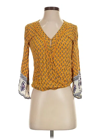 Pre-owned Xhilaration 3/4 Sleeve Blouse In Yellow