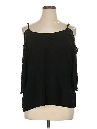 Pre-owned Xhilaration 3/4 Sleeve Top Black Cold Shoulder Neckline Tops