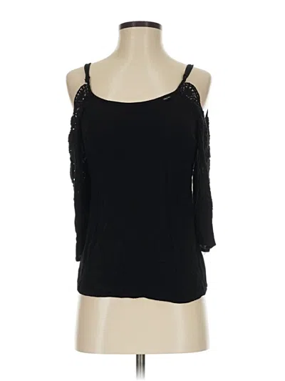Pre-owned Xhilaration 3/4 Sleeve Top Black Cold Shoulder Neckline Tops