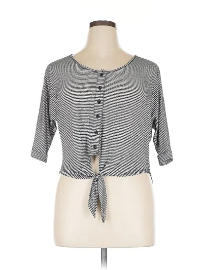 Pre-owned Xhilaration 3/4 Sleeve Top Gray Keyhole Neckline Tops
