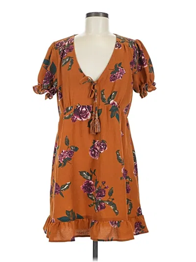 Pre-owned Xhilaration Casual Dress In Brown