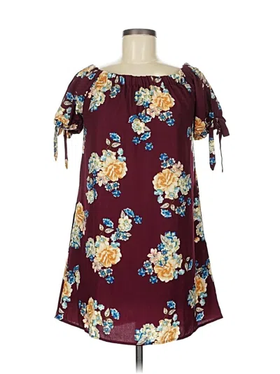 Pre-owned Xhilaration Casual Dress In Burgundy