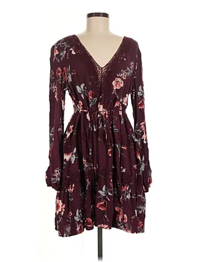 Pre-owned Xhilaration Casual Dress In Burgundy
