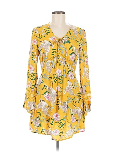 Pre-owned Xhilaration Casual Dress In Yellow