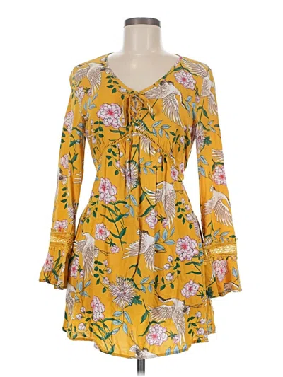 Pre-owned Xhilaration Casual Dress In Yellow