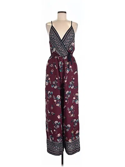 Pre-owned Xhilaration Jumpsuit In Burgundy