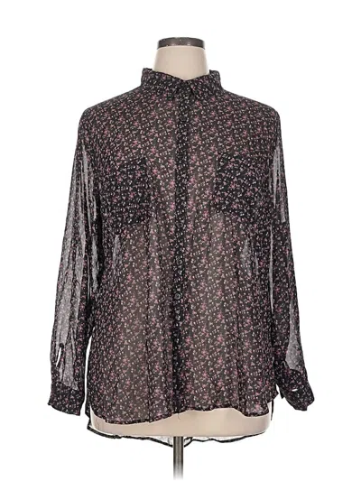 Pre-owned Xhilaration Long Sleeve Blouse In Black