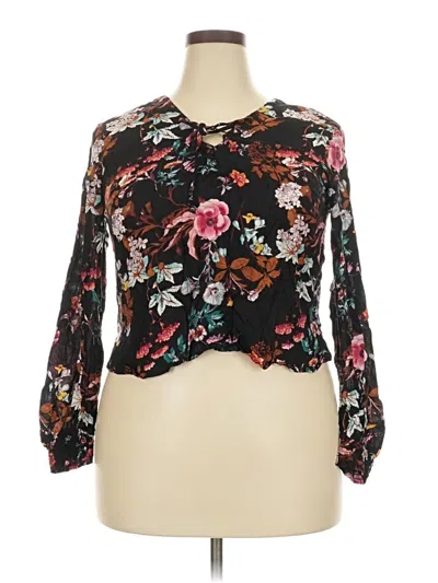 Pre-owned Xhilaration Long Sleeve Blouse In Black