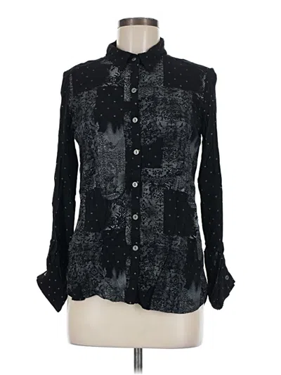 Pre-owned Xhilaration Long Sleeve Blouse In Black
