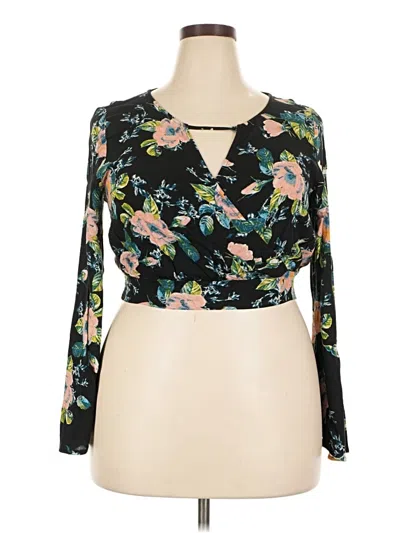 Pre-owned Xhilaration Long Sleeve Blouse In Black