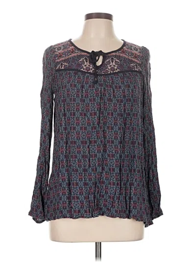 Pre-owned Xhilaration Long Sleeve Blouse In Blue