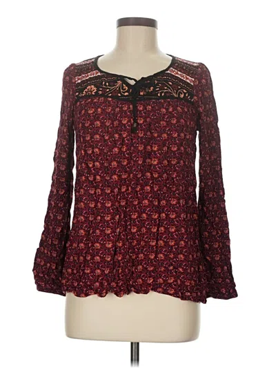 Pre-owned Xhilaration Long Sleeve Blouse In Burgundy