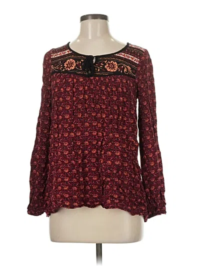 Pre-owned Xhilaration Long Sleeve Blouse In Burgundy
