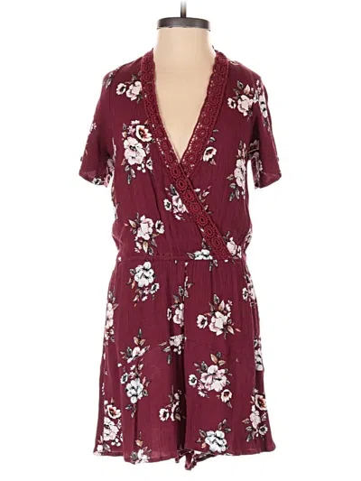 Pre-owned Xhilaration Romper In Burgundy