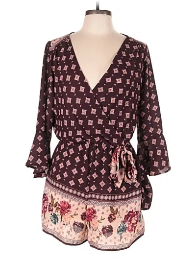 Pre-owned Xhilaration Romper In Burgundy