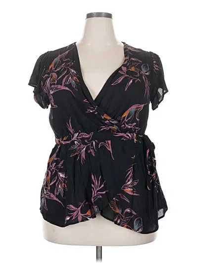 Pre-owned Xhilaration Short Sleeve Blouse In Black