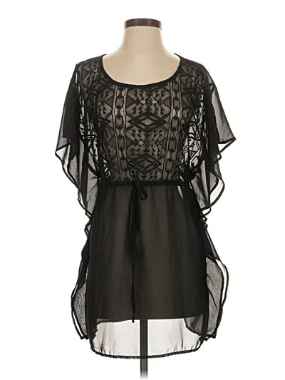 Pre-owned Xhilaration Short Sleeve Blouse In Black