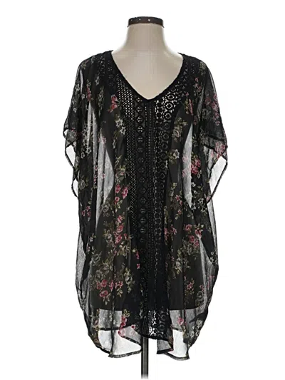 Pre-owned Xhilaration Short Sleeve Blouse In Black